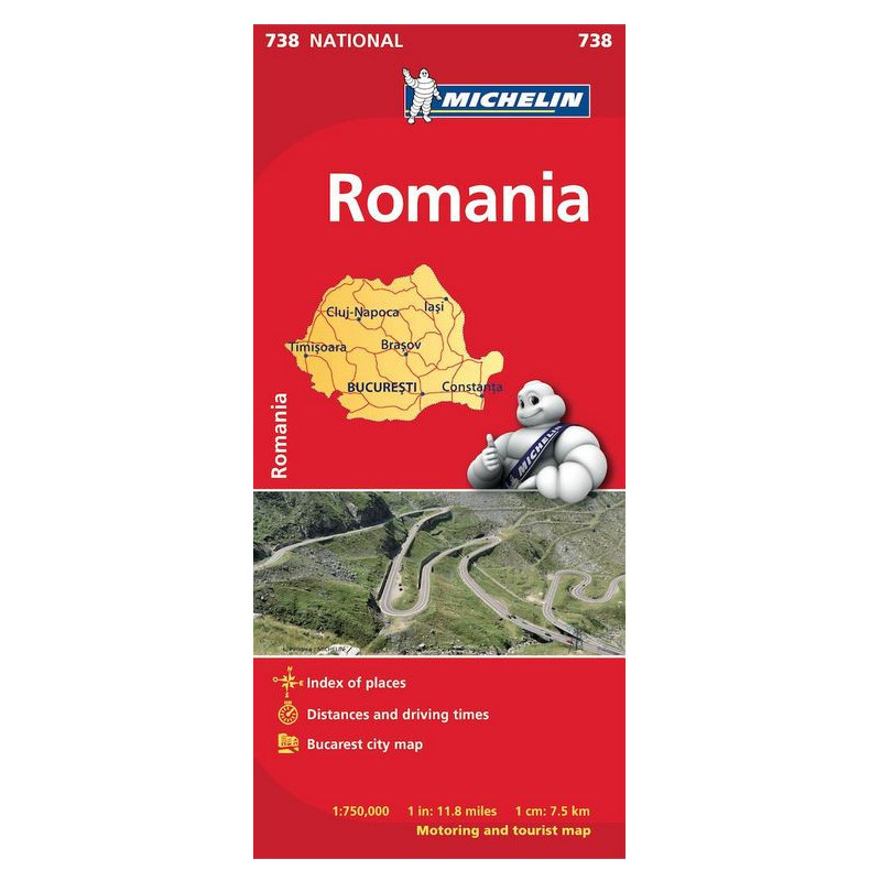 Michelin Romania tiekartta (scale 1/750 000)