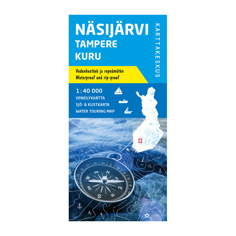 Karttakeskus Näsijärvi Tampere Kuru, veneilykartta 1:40 000
