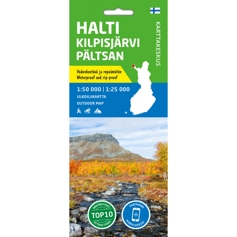 Karttakeskus Halti Kilpisjärvi Pältsan 1:50 000 / 1:25 000, ulkoilukartta 2021